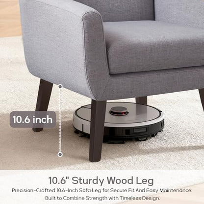 HUIMO Accent Chair for Living Room,Upholstered Button Linen Armchair Chair | Mid Century Modern Tufted Armchair with Fabric,Comfy Arm Chairs for Club Living Room Reading Bedroom,Waiting Room Light Grey - color: Light Grey
