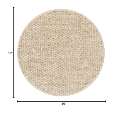SAFAVIEH Area Rug 3' Round - Natural Fiber Collection - Natural & Beige, Seagrass, Basketweave Pattern with Border (NF114A) - color: Natural/Beige, size: 3' (Round)
