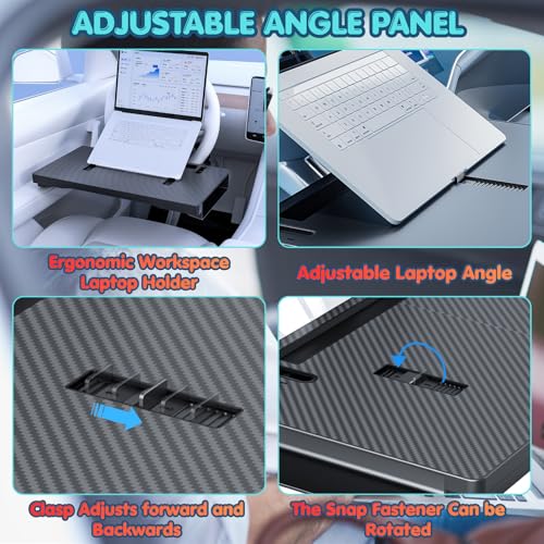2-in-1 Car Steering Wheel Desk & Seat Gap Organizer Filler Tray | Foldable Adjustable Height Car Desk for Laptop Computer Tablet, Eating - Portable Table for Car Workstation Truck SUV Tesla