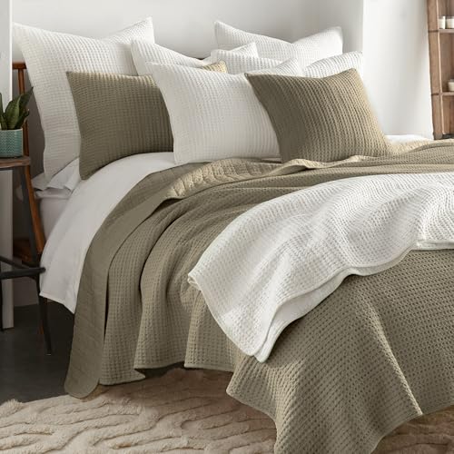 Levtex Home - Mills Waffle - Twin Quilt Set - Taupe Cotton Waffle - Quilt Size (68 x 86in.), Sham Size (26 x 20in.) - color: Taupe, size: Twin Quilt