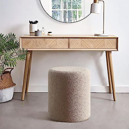 Modern Round Ottoman with Soft Padded Seat, Multifunctional Vanity Stool for Makeup, Upholstered Footrest Stool Ottoman Foot Stool for Living Room, Bedroom - color: Taupe