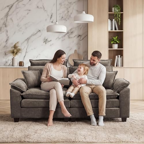72'' Cloud Deep Seat Loveseat, Modular 2 Seater Sectional Couch with Detachable Headrest, Modern Love Seat Sofas for Living Room, Apartment, Brown - color: Brown, size: Loveseat