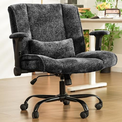 Criss Cross Chair with Wheels & Flip Arms, Wide Cross Legged Office Chair with Adjustable Tilt Criss-Cross Desk Chair with Lumbar Support for Home Office, Bedroom, Apartment Black - color: Black