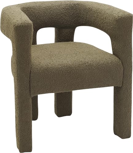 Meridian Furniture 864Olive-C Athena Collection Modern | Contemporary Boucle Fabric Upholstered Accent | Dining Chair, Olive, 25" W x 21" D x 27" H - color: Olive
