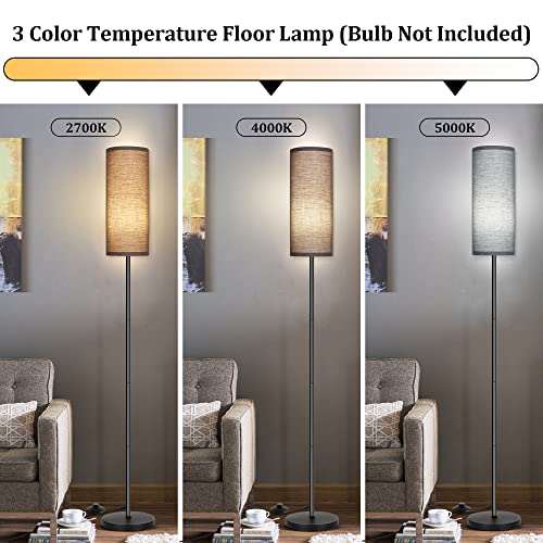 Floor Lamp for Living Room, Modern Standing Lamps with Lampshade, Minimalist Tall Lamp with Foot Switch for Living Room, Bedroom, Kids Room, Office(Bulb Not Included) - color: Gray