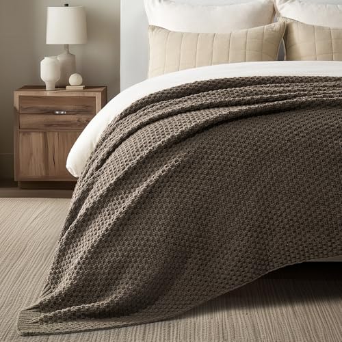 EVERGRACEHOME Chunky Chenille Knit Throw Blanket, 108x92, Mocha Brown | Sculpted Moss Stitch, Chic Modern Farmhouse, All-Season Warmth, OEKO-TEX® Certified, Oversized King for Couch, Bed, Sofa - color: Mocha Brown, size: 108" X 92"