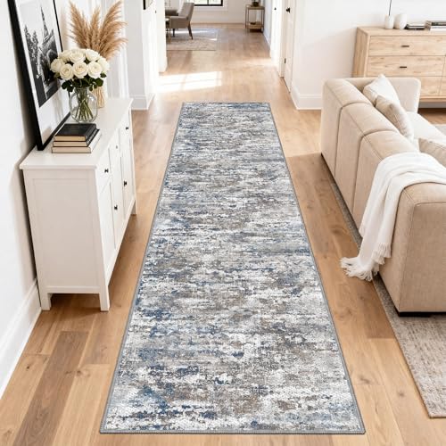 Hallway Runner Rug 3x10 Textured Non Slip Carpet Runner,Abstract Multi | Machine Washable Wide Runner Rug with Silicone Backing Stain-Resistant Surface for Hallways, Kitchens and High-Traffic Areas - color: Abstract-multi, size: 3' x 10' (Runner)