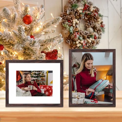 12x16 Picture Frame Set of 6, Display Pictures 11x14 with Mat or 12x16 Without Mat,Wall Gallery Photo Frames, Brown - color: Brown, size: 12x16