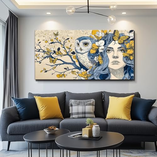 WLWBINTING Large Feminine Wall Art Unique Wall Decor Retro Wall Decor Bedroom Funky Wall Art For Women,Eclectic Boho Canvas Wall Art For Living Room Office Girl Picture Painting Artwork Home Decor - color: Woman Inspiration Painting, size: 58"L x 29"W