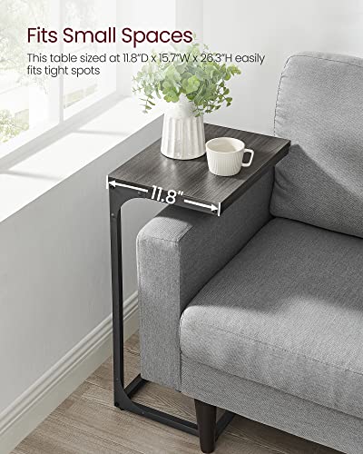 VASAGLE C-Shaped End Table, Side Table for Sofa, Couch Table with Metal Frame, Small TV Tray Table for Living Room, Bedroom, Ebonized Oak Finish and Black ULET353B42 - color: Ebonized Oak Finish + Black