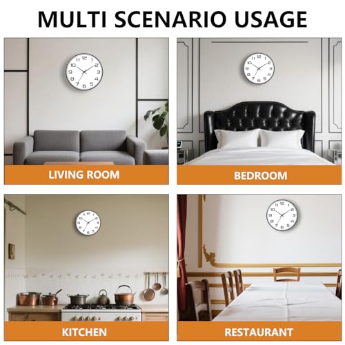 8 Inch Modern Wall Clocks Battery Operated - Silent Non Ticking Quartz Analog Clock with Large Numbers, Easy to Read Digital Wall Clock for Bedroom, Living Room, Kitchen, Office, Gym, Black - color: White Black, size: 8 Inch