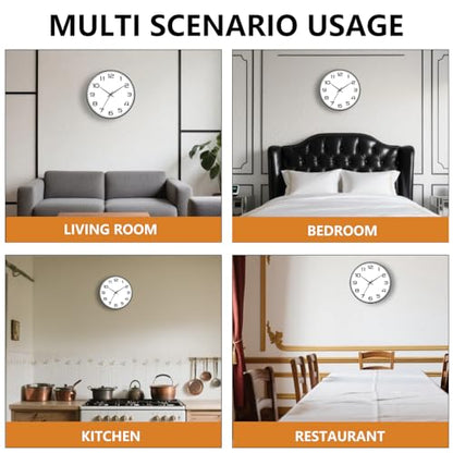 8 Inch Modern Wall Clocks Battery Operated - Silent Non Ticking Quartz Analog Clock with Large Numbers, Easy to Read Digital Wall Clock for Bedroom, Living Room, Kitchen, Office, Gym, Black - color: White Black, size: 8 Inch