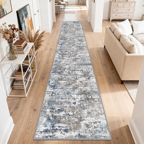 Washable Carpet Runners for Hallway 16ft-Non Slip Floor Runners for Dogs, Abstract Hallway Runner Rug with ‌Silicone Backing, Stain Resistant Rug for Indoor High Traffic,2.6x16,Multi | Washable Runner Rug with Silicone Backing for Dogs Stain-Resistant Mod