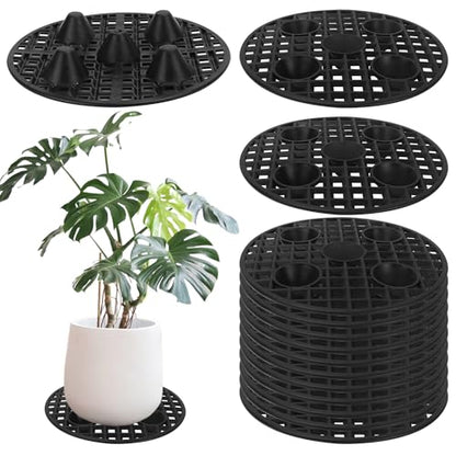 30 Pack Plant Pot Elevators 7.87 Inch Plastic Plant Risers, Plant Level Pot Elevator for Indoor & Outdoor Planters, Black