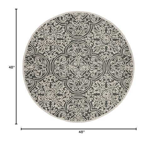 SAFAVIEH Trace Collection 4' Round Dark Grey/Light Grey TRC101A Handmade Premium Wool Entryway Foyer Living Room Bedroom Kitchen Area Rug - color: Dark Grey/Light Grey, size: 4' (Round)