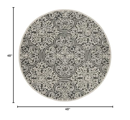 SAFAVIEH Trace Collection 4' Round Dark Grey/Light Grey TRC101A Handmade Premium Wool Entryway Foyer Living Room Bedroom Kitchen Area Rug - color: Dark Grey/Light Grey, size: 4' (Round)