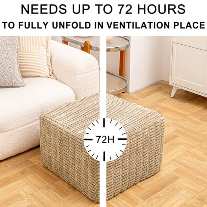 Asuprui Square Ottoman Foot Rest, Light Coffee, 20x14 in,Modern Footstool | Footstool Ottoman,Stuffed Pouf Ottoman,All-One Foam Filler, Footrest,Beanbag Chair,Floor Pouf for Living Room Wedding Bedroom - color: Light Coffee