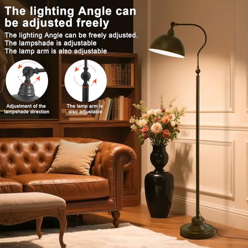 Bright Reading Floor Lamp with Remote and Bluetooth Dimming | Adjustable Brightness and Color temperature, Matte Black Iron Lampshade,Modern Retro Living Room Bedroom Office Standing Lamp - color: Black Remote Dimming