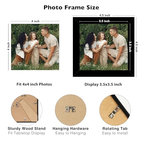JCJMY 12 Packs 4x4 Picture Frames, Lightweight 4 by 4 Frames Bulk Set of 12 Collage Wall Decor Photo Frames Set for Wall and Tabletop, Black - color: Black, size: 4x4 inch
