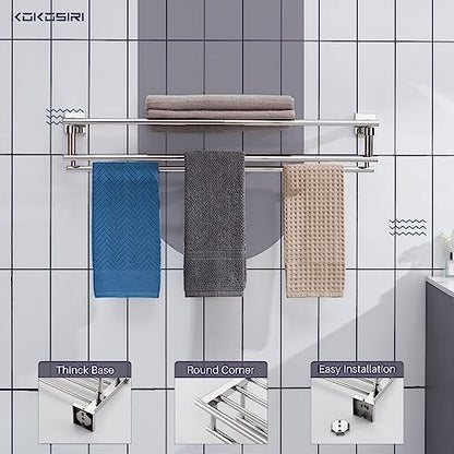 KOKOSIRI Bathroom Towel Rack Towel Holder 32 Inches Bath Towel Shelf with Double Towel Bars Wall Mounted, Polished Chrome Stainless Steel B6005CH-L32 - color: Polished Chrome, size: 32 Inch