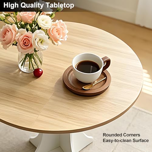 Lightdot 40" Round Dining Table Modern Circle Farmhouse Kitchen Table for 4 People Small Space Dining Room Table for Dining Room/Kitchen/Living Room-Walnut Wood Top & Pedestal Base - color: Walnut