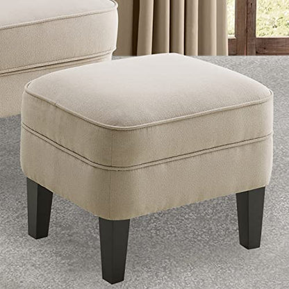 Rosevera Accent Chair and Ottoman Set - Button Tufted Armchair for Living Room, Bedroom, Reading - Mid-Century Modern Lounge Chair Set - Beige - color: Velvet Light Beige With Ottoman