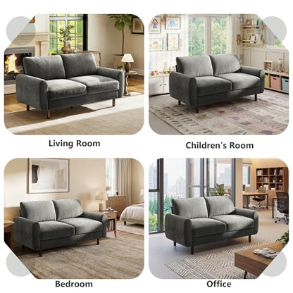 68" Loveseat Sofa, Comfy Chenille Fabric Couches for Living Room with Spring Cushion and Solid Wood Frame, Modern Deep Seat Couch for Bedroom, Apartment, Office, Easy Assembly, Gray - color: Grey