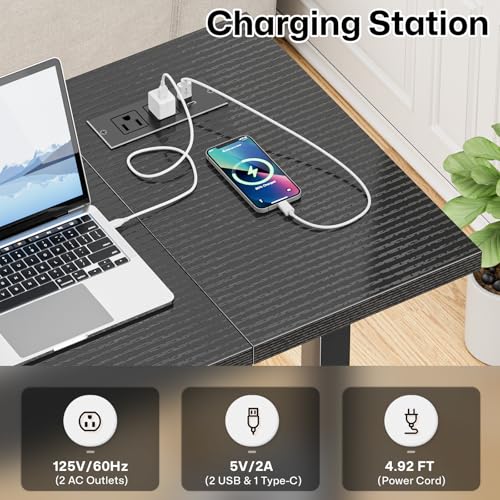 Small Mobile Standing Desk: 5-in-1 Charging Station - Power 5 Devices | Move & Charge in Any Room, Sit-Stand or Walk While Working, Store Supplies in Side Bags, Fits Small Spaces & Treadmills