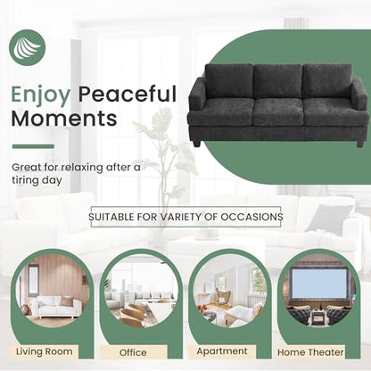 YOUDENOVA Sofa, 89" 3-Seater Deep Seat Sofa, Modern Comfy Couches for Living Room Apartment Lounge, Dark Grey Chenille - color: Dark Grey Chenille, size: 89" 3-Seater