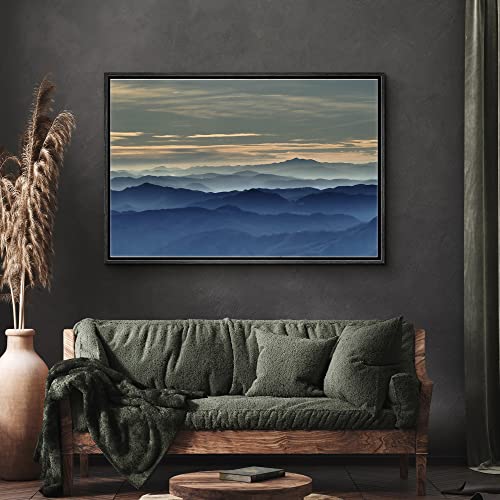 SIGNWIN Framed Canvas Wall Art Soft Blue Cloudscape in Mountain and Valley Landscape Wilderness Photography Modern Art Contemporary Scenic Dramatic for Living Room, Bedroom, Office - 16"x24" Black - color: B10-2103-spl15, size: 24"L x 16"W