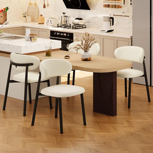 Kitchen Dining Chairs Set of 2 Modern Upholstered Leather Farmhouse Dining Room Chair, Black/Beige - color: 18 Inch Black/Beige