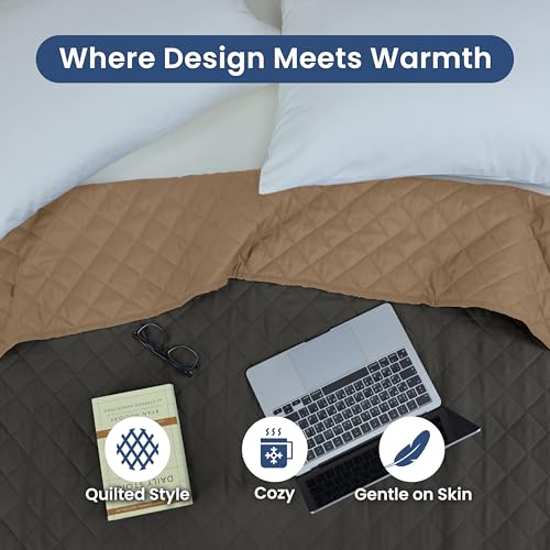 Martex Reversible Coverlet, Full Queen, Graphite/Khaki | Lightweight, Durable, Soft, Easy Care, Reversible - color: Graphite/Khaki, size: Full/Queen
