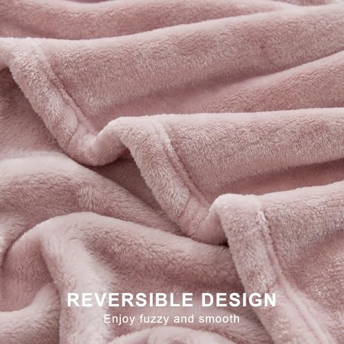 Hansleep Queen Pink Fleece Blanket, Soft Flannel Bed Blanket | Fuzzy Cozy Blanket 90x90 Inches, Multi-use for Bed, Sofa, Couch, Travel, Camping, All Season Warm Lightweight Cover - color: Pink, size: Queen (90x90 Inches)