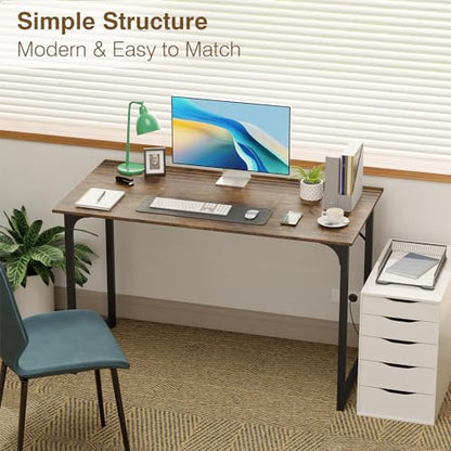 FDW 47 inches Computer Desk/Home Office Desk/Writing Study Table/Modern Simple Style PC Desk with Metal Frame,Brown - color: Brown, size: 47 Inches