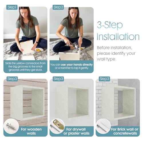 Cube Floating Shelves Set2, Display Shelves Wall Mount 7.75" D x 12.5" W x 12.5" H, (Sea Salt, Square 2 Cubes) - color: Sea Salt, size: Square-Set2