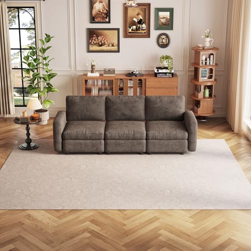 Guyii 90.15" Dark Brown 3-Piece Sofa Set, Extra-Large 3-Seater Modular Sectional Sofa, Modern Convertible Sectional Couch for Living Room, Bedroom, Home - color: Dark Brown, size: 3 Seat Sofa (No Ottoman)