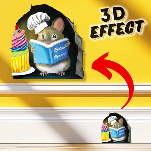 Adorable Pastry Mouse Reading Book Wall Sticker Decal – Kids Room, Classroom, Home Decor, Bookcase, Book Lover Gift, Children's Bedroom, Nursery, Cute Mouse, MICESTERPIECE - style: Pastry Mouse