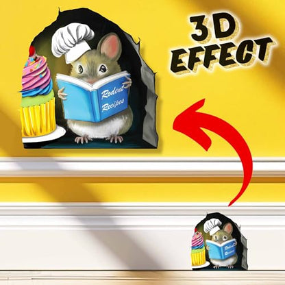 Adorable Pastry Mouse Reading Book Wall Sticker Decal – Kids Room, Classroom, Home Decor, Bookcase, Book Lover Gift, Children's Bedroom, Nursery, Cute Mouse, MICESTERPIECE - style: Pastry Mouse