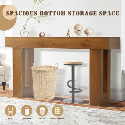 Grepatio 63 Inch Entryway Console Table, Rustic Narrow Sofa Table, Wood Long Console Table, Farmhouse Entry Way Table, Behind Couch Tables for Entrance, Hallway, Living Room (Brown) - color: Brown