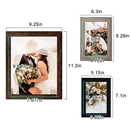 LUCKYLIFE Gallery Wall Frame Set, Picture Frames Collage 10-Pack for Wall or Tabletop with 8x10 5x7 4x6 Frames in 3 Different Finishes - color: Brown&Gray&Black