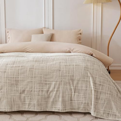 COOVA Fleece Bed Blanket Twin Size, Super Soft and Cozy 3D Jacquard Warm Blankets, Lightweight and Fuzzy Throw for Couch, Sofa, Chair, Giftable (Taupe, 60"x80") - color: Graphite Taupe, size: 60"x80"