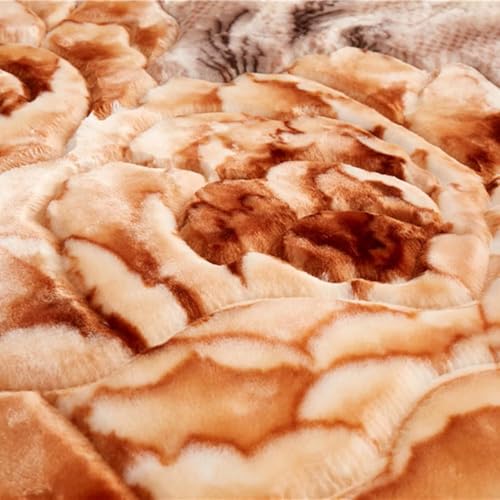 LGYKUMEG Warm Winter Korean Mink Blanket Full Size 71"×87", 6.6Lb Two Ply Reversible Raschel Blanket,Silky Soft Plush,180x220cm3kg - color: Peony Coffee, size: 71x87in/6.6lb
