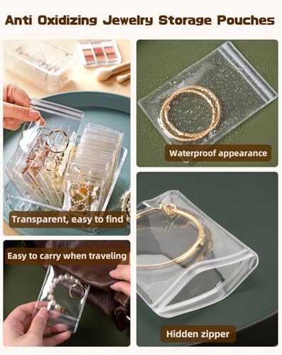 50Pcs Anti Tarnish Jewelry Bags Clear Pvc Jewelry Storage Pouches with Zipper Plastic Packing for Earrings (Pvc Bracelet Bags Large 5.12x5.12 in) - color: 50Pcs Pvc Bracelet Bags Large 5.12x5.12 in