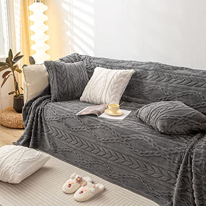YUSOKI Sherpa Fleece Twin XL Size Blanket, Grey, 65"x90" | 3D Stylish Design,320GSM, Non-Shedding, Lightweight for All Season Use, stays fluffy after repeated washes, Perfect Gifts - color: Grey-(without Pillows), size: Twin XL (65" x 90")