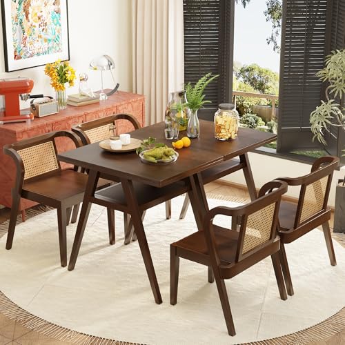 3-Piece Modern Dining Set with Stackable Dining Chairs, Solid Wood Square Table and Chair Breakfast Table Set for 2 Person, Space Saving Dinette for Dining Room, Kitchen, Living Room, Dark Walnut - color: Dark Walnut