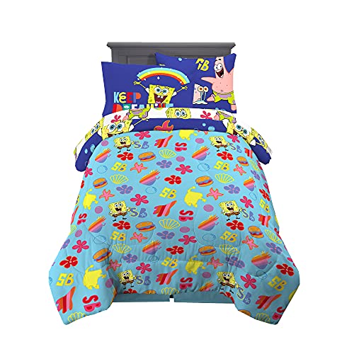 Franco Kids Bedding Super Soft Comforter and Sheet Set with Sham, 5 Piece Twin Size, Spongebob Squarepants - color: Spongebob Squarepants, size: Twin