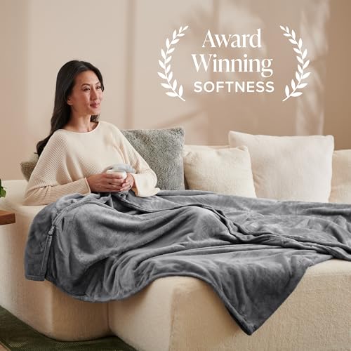 Bare Home Fleece Blanket Luxury Microplush (Full/Queen, Grey) | Ultra-Soft Lightweight Blanket for Bed, Sofa, and Couch, Cozy & Warm Blanket - color: 02 - Grey, size: Full/Queen
