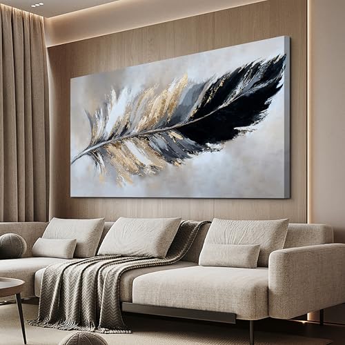 YISXINOAG Canvas Wall Art Abstract Art Wall Decor Modern Canvas Wall Decor Modern Home Decorations Black and Gold Minimalist Abstract Art Prints for Bedroom, Dining Room Home Artwork Size 24"X48" - color: grey golden, size: 48"L x 24"W
