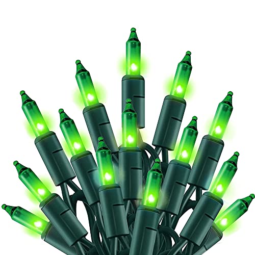 TW SHINE Green Christmas Lights, 18.5FT 100 Count Incandescent Halloween Lights, Waterproof St. Patrick's Day Decorations for Outdoor Indoor Xmas Tree Patio Home Party Garden Yard Decor - color: Green