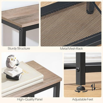 HOOBRO Narrow Console Table, Sofa Table, 44.9" Skinny Entryway Table, Long Behind Couch Table with Storage Shelves, for Living Room, Foyer, Hallway, Greige and Black BG86XG01 - color: Greige + Black